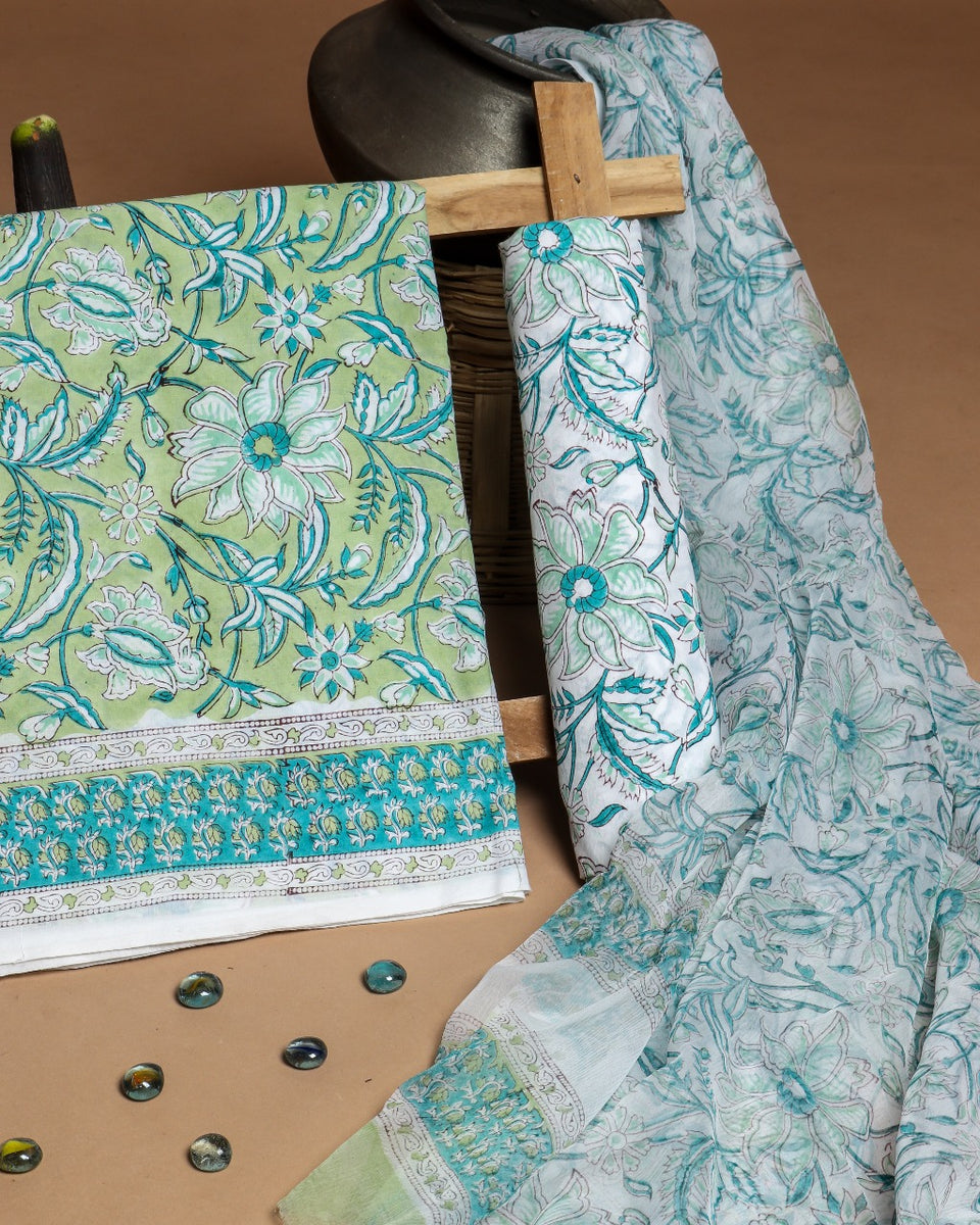 sachin and babi light blue dress Kalamkari Dress Material & Unstitched Salwar Suits Online