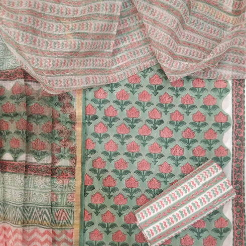 Buti Print Cotton Suit Set with Kota doria Dupatta (3CKD49)