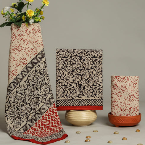 Designer Jaal Print Cotton Suit Set with Mulmul Dupatta (PRMUL111)