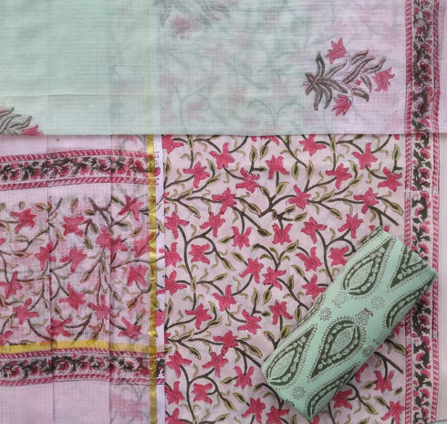 Jaal Print Cotton Suit Set with Kota Doria Dupatta (3CKD21)