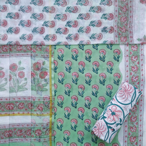 Buti Print Cotton Suit Set with Kota Doria Dupatta (3CKD27)