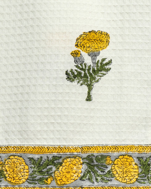 Marigold Buta Hand Block Print Cotton Bathrobe (BROB06)