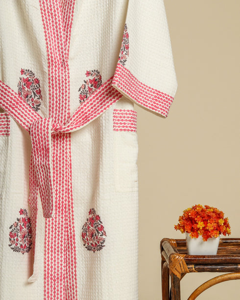Paisley Buta Print Waffle Cotton Bathrobe (BROB10)