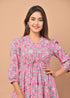 Pink Jaal Handblock Tier Dress (CRD01)