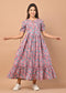 Floral Jaal Print Cotton Tier Dress (CRD02)