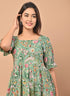 Green Jaal Handblock Print Cotton Dress (CRD03)