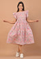 Pink Puffer Hand Block Print Cotton Dress (CRD06)