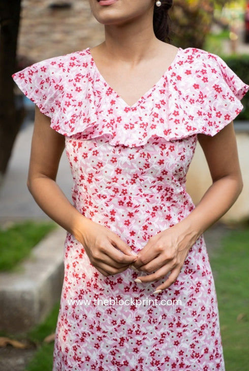 Roza Hand Block Print Dress (CRD11)