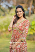 Maple Red Hand Block Print Cotton Dress (CRD17)