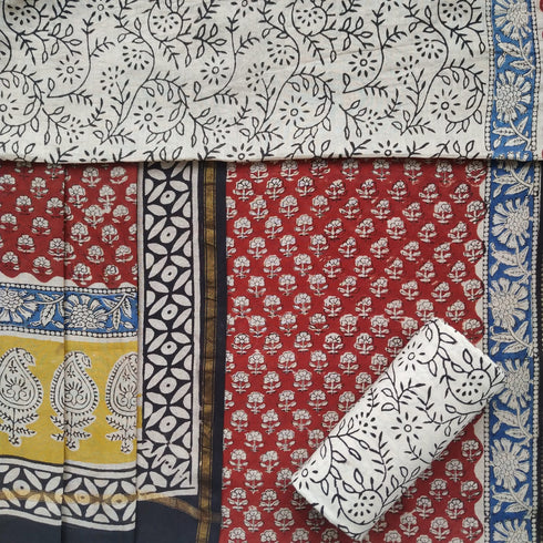 Elegant Bagru Print Chanderi Silk Suit Set (CHA26)