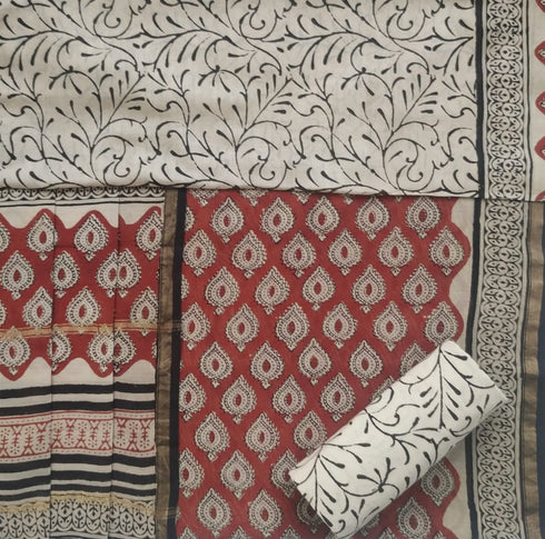 Traditional Bagru Print Chanderi Silk Suit Set (CHA27)