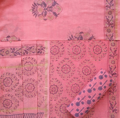 Traditional Print Chanderi Silk Suit Set (CHA30)