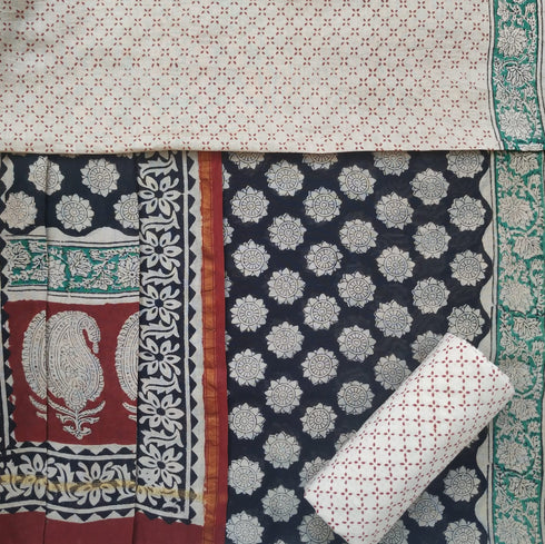 Bagru Print Chanderi Silk Suit Set (CHA44)