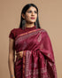 Wine Khadi Gold Print Chanderi Silk Saree (CHSAR05)