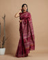 Wine Khadi Gold Print Chanderi Silk Saree (CHSAR05)