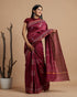 Wine Khadi Gold Print Chanderi Silk Saree (CHSAR05)