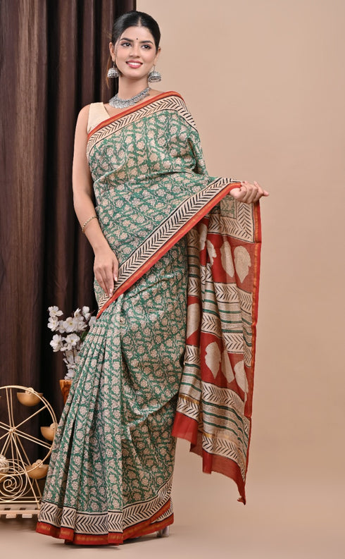 Bagru Print Chanderi Silk Saree (CHSAR26)
