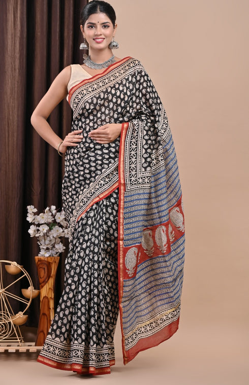 Paisley Print Chanderi Silk Saree (CHSAR28)