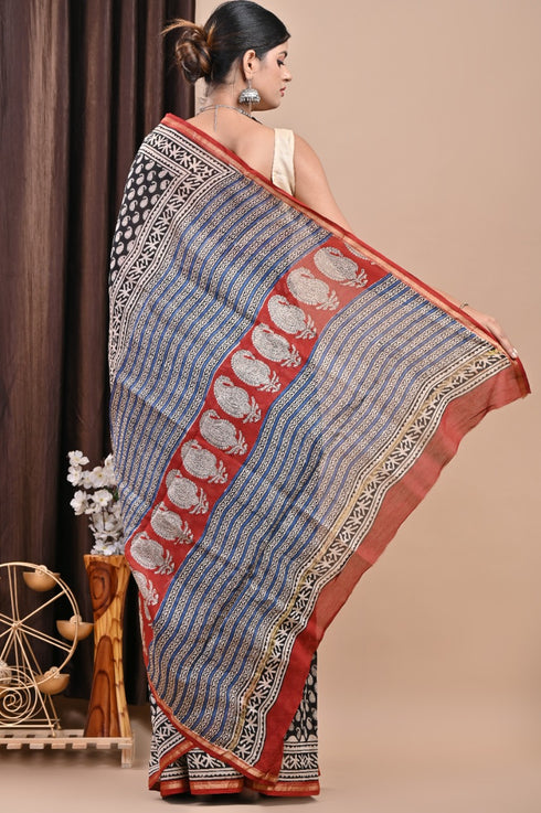 Paisley Print Chanderi Silk Saree (CHSAR28)