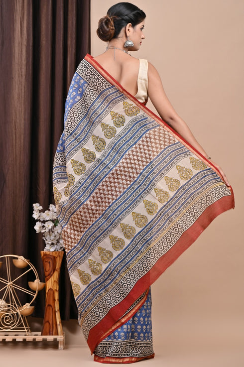 Buti Print Chanderi Silk Saree (CHSAR30)