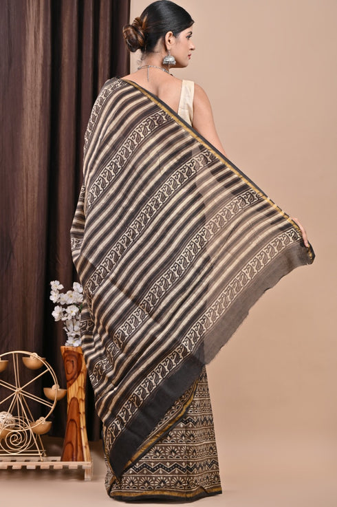 Designer Ajrak Print Chanderi Silk Saree (CHSAR36)