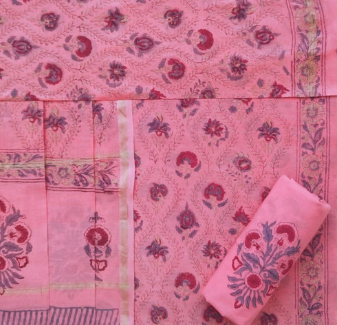 Designer Hand Block Print Chanderi Silk Suit Set (CHA31)