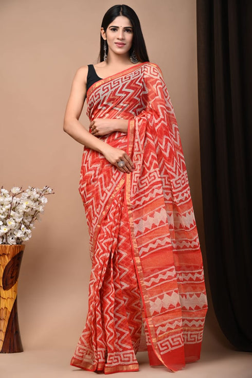 Zig-Zag Print Kota Doria Saree (KDS04)