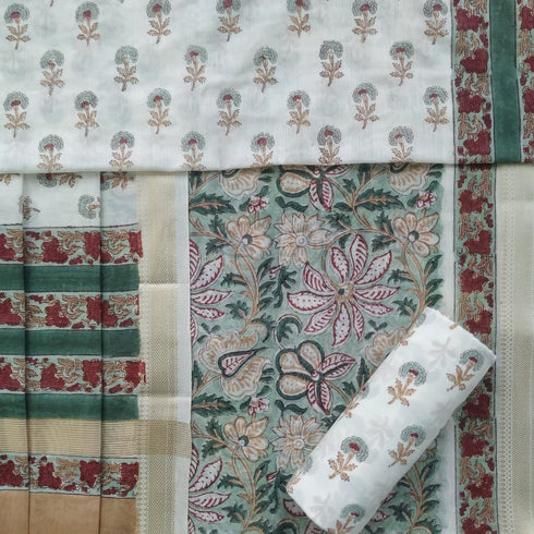 Designer Floral Print Maheshwari Silk Suit Set (MSL09)