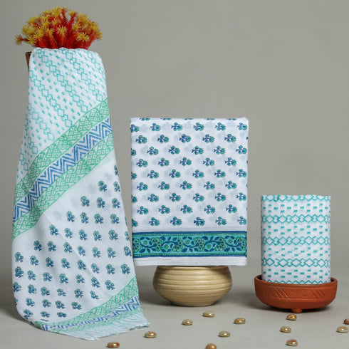 Buti Print Cotton Suit Set with Mulmul Dupatta (PRMUL12)