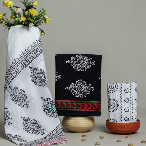 Buta Print Cotton Suit set with Mulmul Dupatta (PRMUL14)