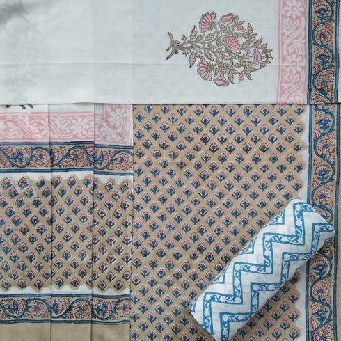 Elegant Buti Print Cotton Suit Set with Mulmul Dupatta (PRMUL45)