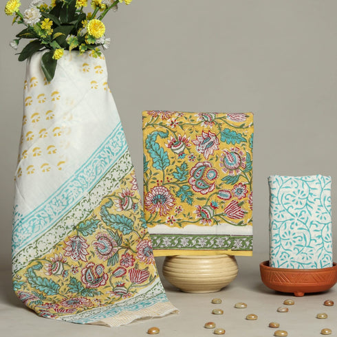 Designer Jaal Print Cotton Suit Set with Mulmul Dupatta (PRMUL59)