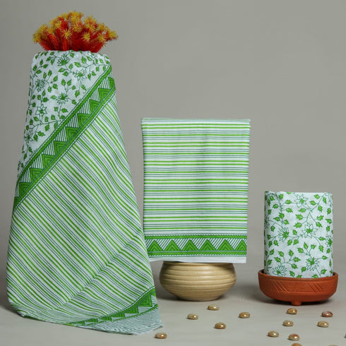 Stripes Print Cotton Suit Set with Mulmul Dupatta (PRMUL77)