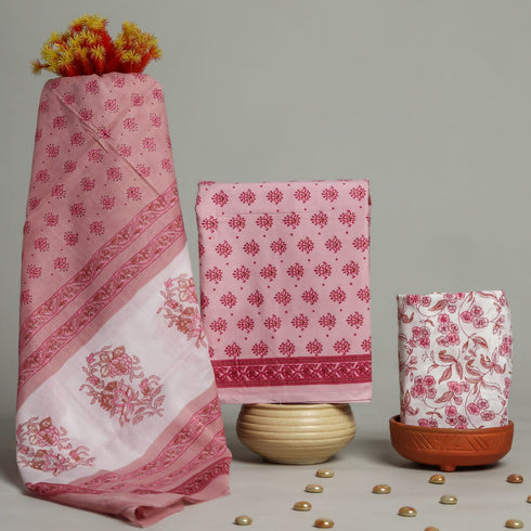 Buti Print Cotton Suit Set with Mulmul Dupatta (PRMUL84)