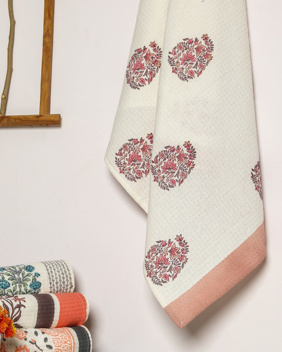 Shop blockprint waffle cotton towels online Ajrak Prints The Block Print