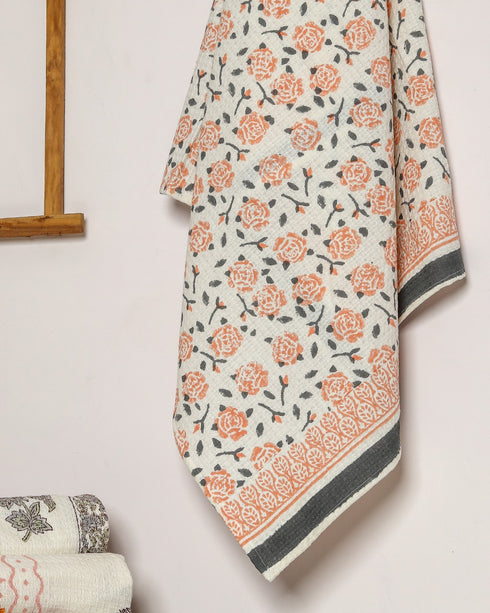 Floral Jaal Print Waffle Cotton Towel (TWL17)